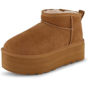 CUSHIONAIRE Women's Hippy Genuine Suede pull on platform boot +Memory Foam